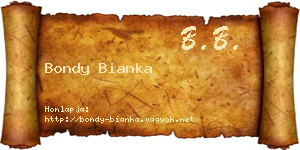 Bondy Bianka névjegykártya